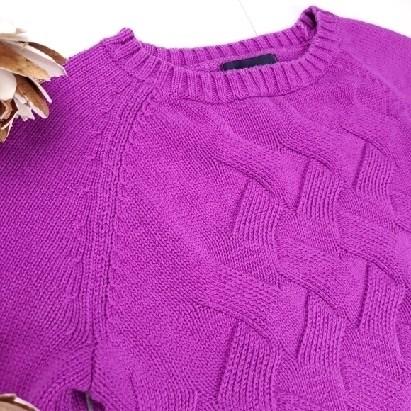 Lands End Purple Thick Knit Sweater Sz S ( 6 - 8 ) - Picture 5 of 13